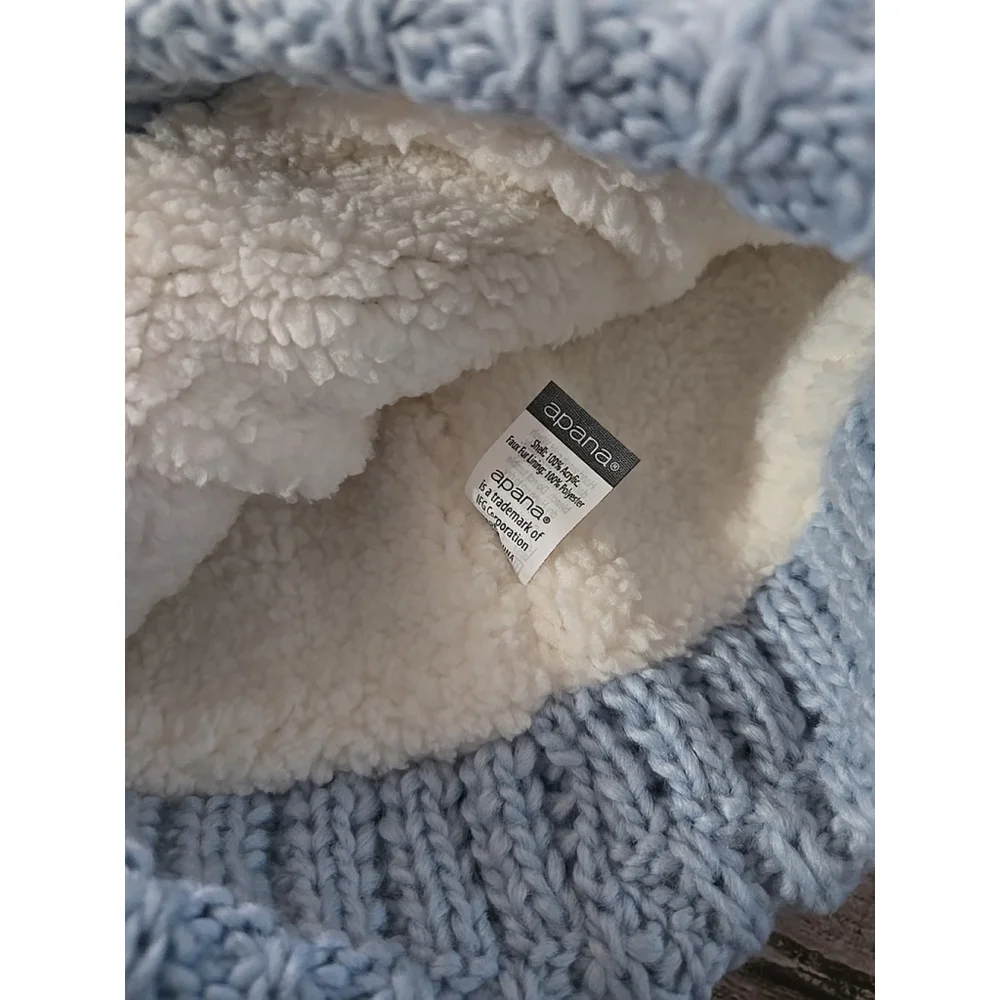 Apana Chunky Fleece Lined Chunky Beanie Beautiful Blue Color OSFM NWT (11) - Picture 5 of 5